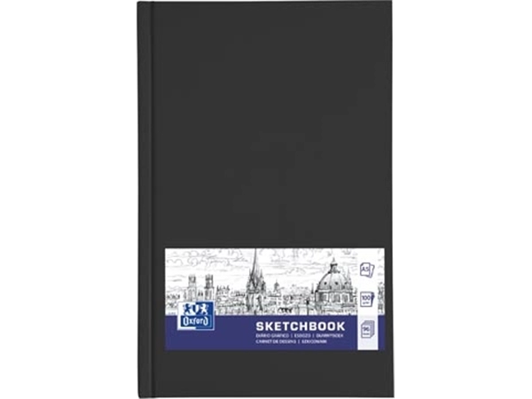 Een Oxford "Sketchbook" dummyboek, 96 vel, 100 g/m², ft A5, zwart koop je bij best4office