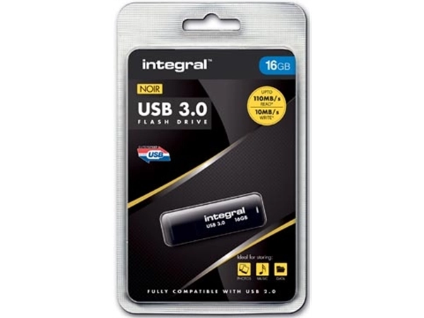 Een Integral USB stick 3.0, 16 GB, zwart koop je bij Muys Kantoor & Kado