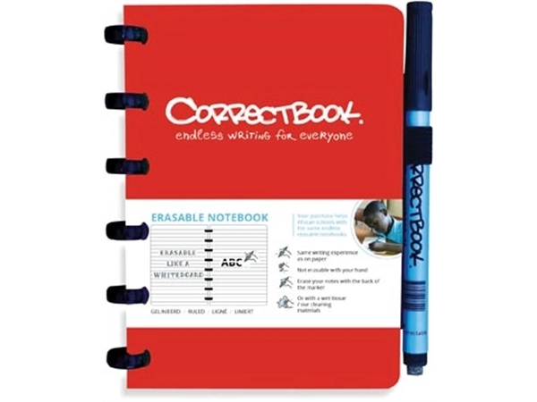 Een Correctbook A6 Original: uitwisbaar / herbruikbaar notitieboek, gelijnd, Horizon Red (rood) koop je bij Muys Kantoor & Kado