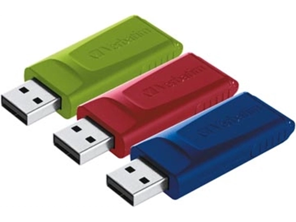 Een Verbatim USB 2.0 Slider USB stick, 16 GB, pak van 3 stuks koop je bij best4office