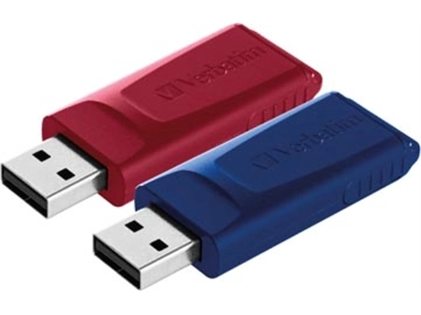 Een Verbatim USB 2.0 Slider USB stick, 32 GB, pak van 2 stuks koop je bij best4office