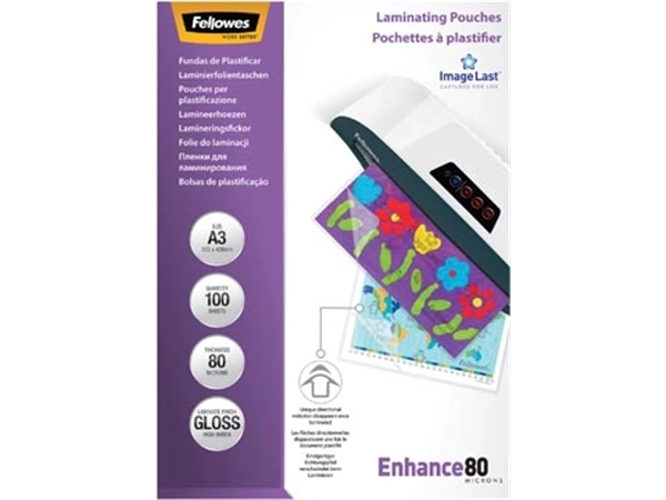 Een Fellowes lamineerhoes Enhance80 ft A3, 160 micron (2 x 80 micron), pak van 100 stuks koop je bij best4office