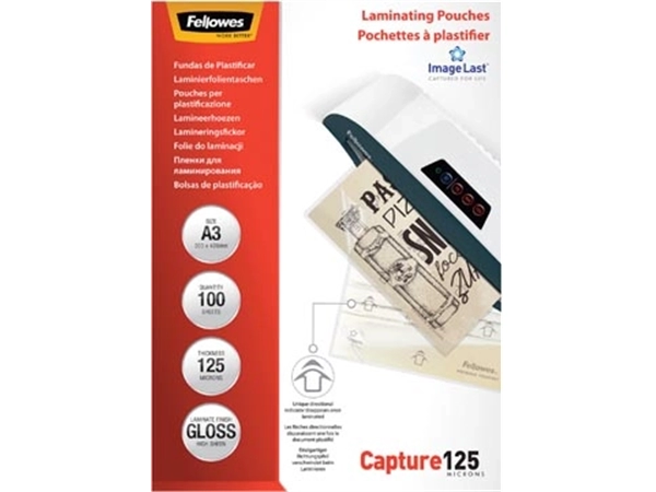 Een Fellowes lamineerhoes Capture125 ft A3, 250 micron (2 x 125 micron), pak van 100 stuks koop je bij best4office