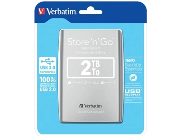 Een Verbatim harde schijf 3.0 Store 'n' Go, 2 TB, zilver koop je bij best4office