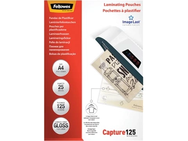 Een Fellowes lamineerhoes Capture125 ft A4, 250 micron (2 x 125 micron), pak van 25 stuks koop je bij best4office