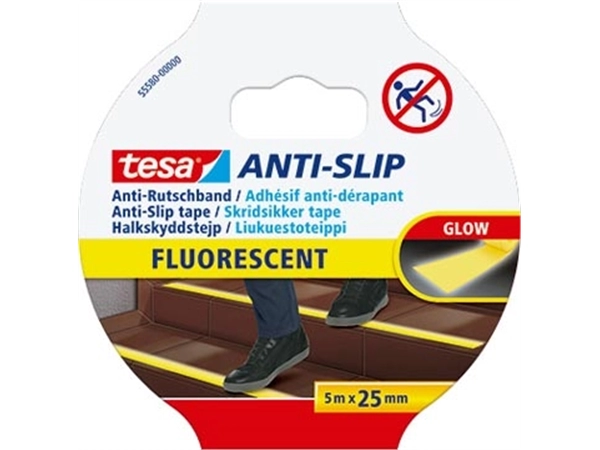 Een Tesa anti-slip tape, ft 5 m x 25 mm, fluogeel koop je bij Muys Kantoor & Kado