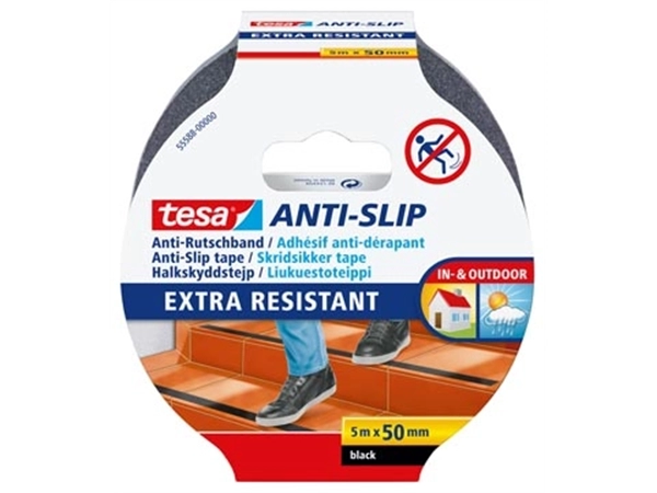 Een Tesa anti-slip tape, ft 5 m x 50 mm, zwart koop je bij Muys Kantoor & Kado