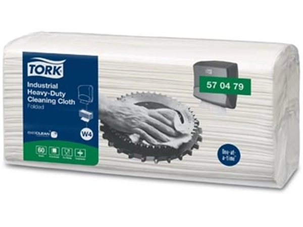 Een Tork Industrial Heavy-Duty reinigingsdoek, 60 vel, systeem W4, wit koop je bij Muys Kantoor & Kado