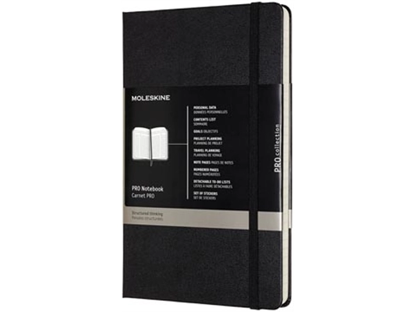 Een Moleskine notitieboek professional, ft 13 x 21 cm, gelijnd, harde cover, 240 blad, zwart koop je bij Muys Kantoor & Kado