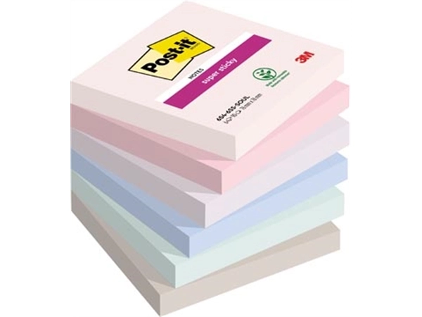 Een Post-it Super Sticky notes Soulful, 90 vel, ft 76 x 76 mm, geassorteerde kleuren, pak van 6 blokken koop je bij best4office