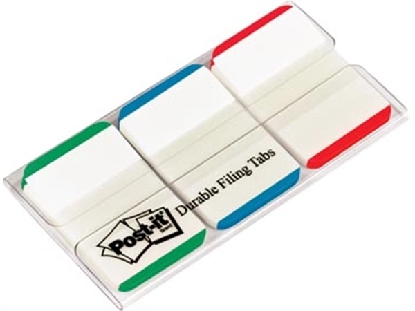 Een Post-it Index Strong, ft 25,4 x 38 mm, wit met gekleurde rand, 3 kleuren, 22 tabs per kleur koop je bij best4office