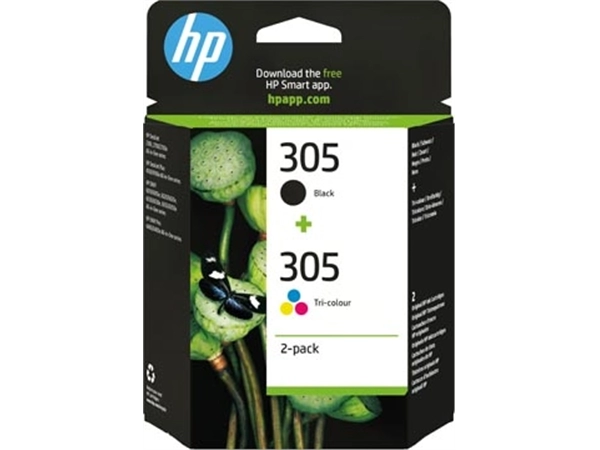 Een HP inktcartridge 305, 100-120 pagina's, OEM 6ZD17AE, 1 x zwart en 1 x 3 kleuren koop je bij best4office