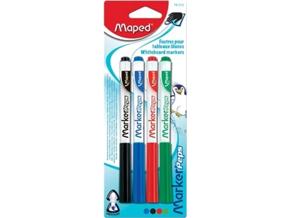 Een Maped whiteboardmarker Marker'Peps, blister van 4 stuks in geassorteerde kleuren koop je bij best4office