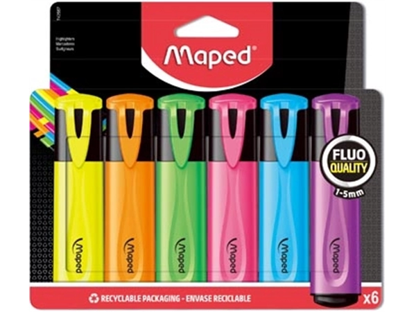 Een Maped markeerstift Fluo'Peps assortiment blister met 6 stuks koop je bij best4office