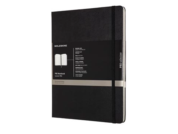 Een Moleskine notitieboek professional, ft 19 x 25 cm, gelijnd, harde cover, 189 blad, zwart koop je bij best4office