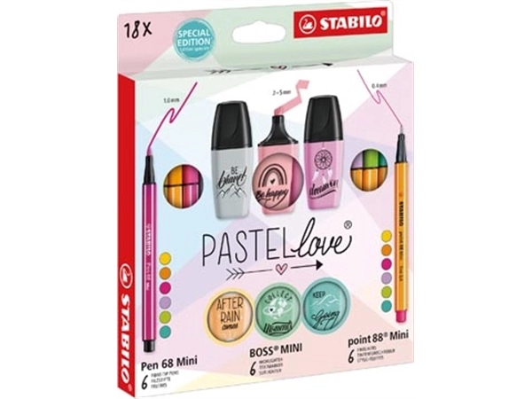 Een STABILO Pastellove set, koffertje van 18 stuks koop je bij Muys Kantoor & Kado