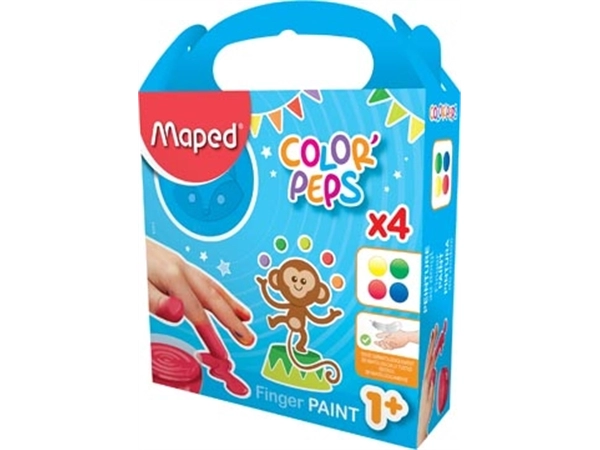 Een Maped vingerverf Color'Peps Early Age, doos van 4 potjes van 80 ml in geassorteerde kleuren koop je bij best4office