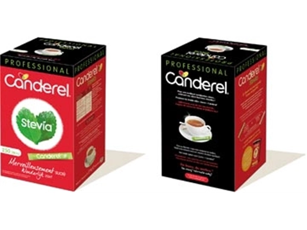 Een Canderel Stevia 250 sticks, 250 X 1,1 gr stick koop je bij Muys Kantoor & Kado