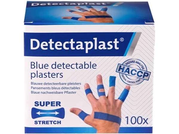 Een Detectaplast Elastic textielpleister, assorti afmetingen, pak van 100 stuks koop je bij Muys Kantoor & Kado