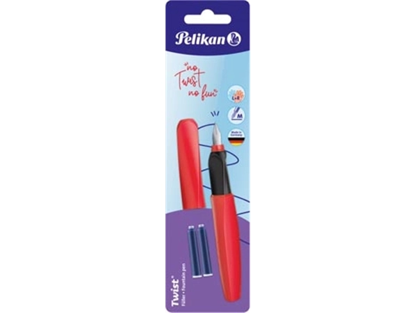 Een Pelikan Twist vulpen, op blister, rood (Fiery Red) koop je bij best4office