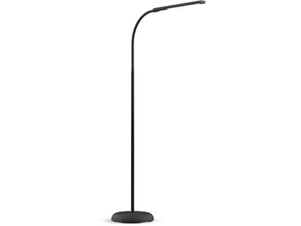 Een MAULpirro vloerlamp, LED, op voet, hoog 126.5cm, dimbaar, flexible draaibare arm, zwart koop je bij Muys Kantoor & Kado