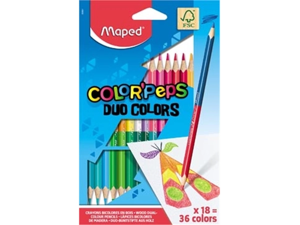 Een Maped kleurpotlood Color'Peps Duo, blister met 18 stuks koop je bij Muys Kantoor & Kado