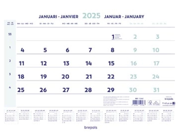 Een Brepols maandkalender, 2025 koop je bij best4office