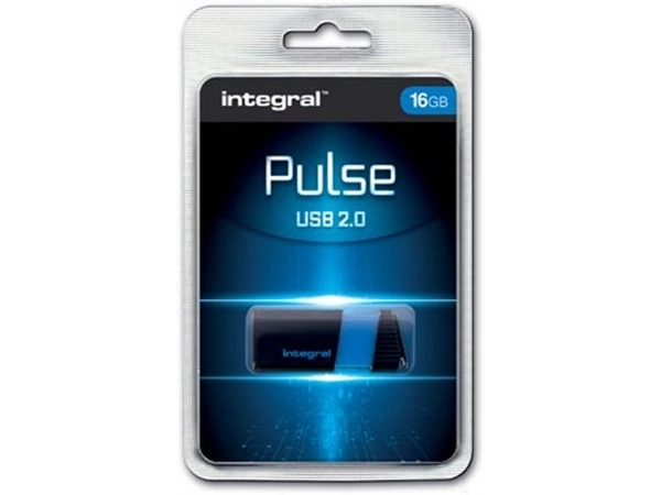 Een Integral Pulse USB 2.0 stick, 16 GB, zwart/blauw koop je bij best4office