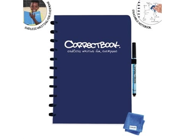 Een Correctbook A4 Original: uitwisbaar / herbruikbaar notitieboek, gelijnd, Midnight Blue (marineblauw) koop je bij Muys Kantoor & Kado