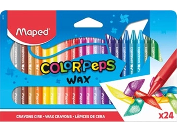 Een Maped waskrijt Color'Peps Wax, doos van 24 stuks in geassorteerde kleuren koop je bij best4office