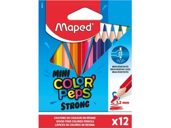 Een Maped kleurpotlood Color'Peps Mini Strong, 12 potloden in een kartonnen etui koop je bij best4office