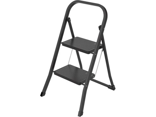 Een Brasq trapladder SL200, metaal, zwart, 2 treden koop je bij best4office