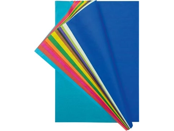 Een Folia zijdepapier geassorteerde kleuren: donkerblauw, wit, lichtgroen, paars, zwart, bruin, geel, groe... koop je bij best4office