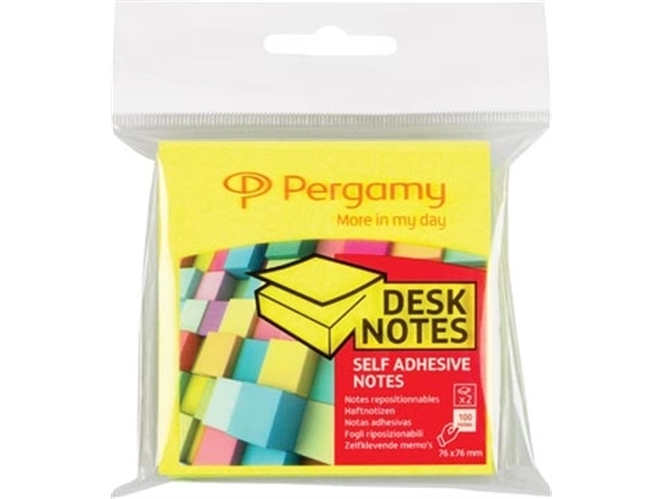 Een Pergamy notes, ft 76 x 76 mm, pak van 2, neon geel en neon groen koop je bij best4office