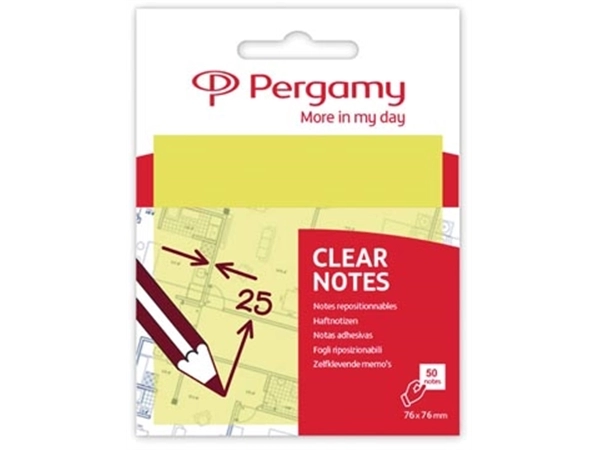 Een Pergamy transparante notes, ft 76 x 76 mm, 50 vel, geel koop je bij best4office