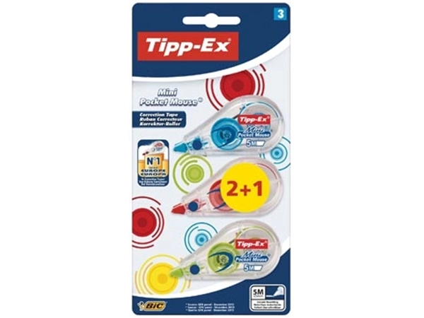 Een Tipp-Ex correctieroller Mini Pocket Mouse Fashion, blister 2 + 1 gratis koop je bij Muys Kantoor & Kado