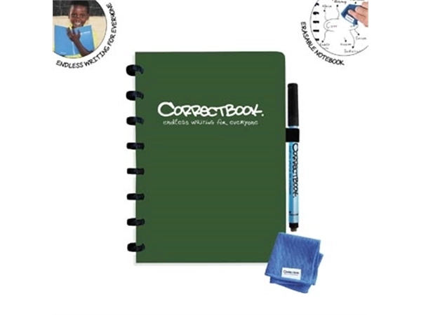 Een Correctbook A5 Original: uitwisbaar / herbruikbaar notitieboek, blanco, Forest Green (bosgroen) koop je bij Muys Kantoor & Kado