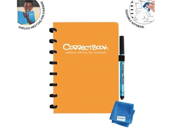 Een Correctbook A5 Original: uitwisbaar / herbruikbaar notitieboek, gelijnd, Peachy Orange (oranje) koop je bij Muys Kantoor & Kado