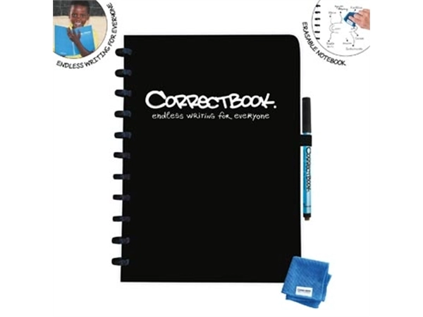 Een Correctbook A4 Original: uitwisbaar / herbruikbaar notitieboek, blanco, Ink Black (zwart) koop je bij Muys Kantoor & Kado