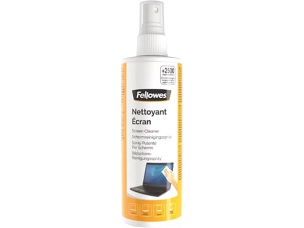 Een Fellowes schermreinigingsspray, flacon van 250 ml koop je bij best4office