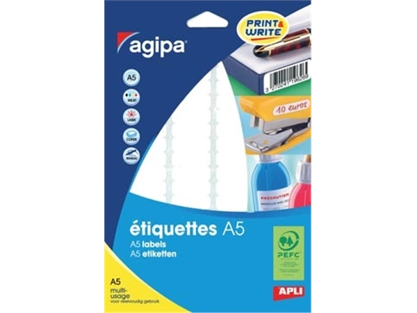 Een Agipa witte etiketten Print & Write ft 56 x 34 mm (b x h), 192 stuks, 12 per blad koop je bij best4office