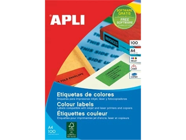 Een Apli Gekleurde etiketten Ft 105 x 148 mm (b x h), blauw, 80 stuks, 4 per blad, etui van 20 blad koop je bij best4office