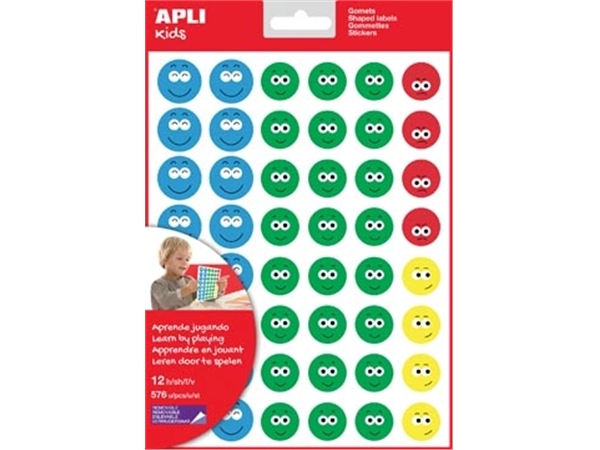 Een Apli Kids beloningsstickers Happy Smile, groot, blister met 12 vellen koop je bij best4office