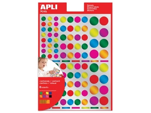 Een Apli Kids stickers, cirkel, blister met 624 stuks in geassorteerde metallic kleuren en groottes koop je bij best4office