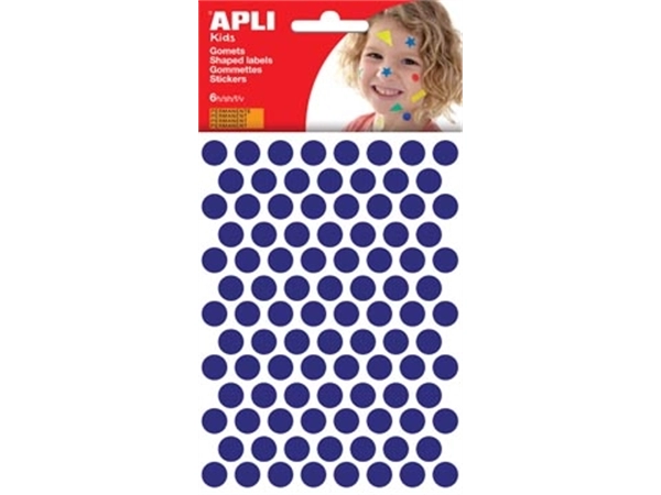 Een Apli Kids stickers, cirkel diameter 10,5 mm, blister met 528 stuks, blauw koop je bij Muys Kantoor & Kado