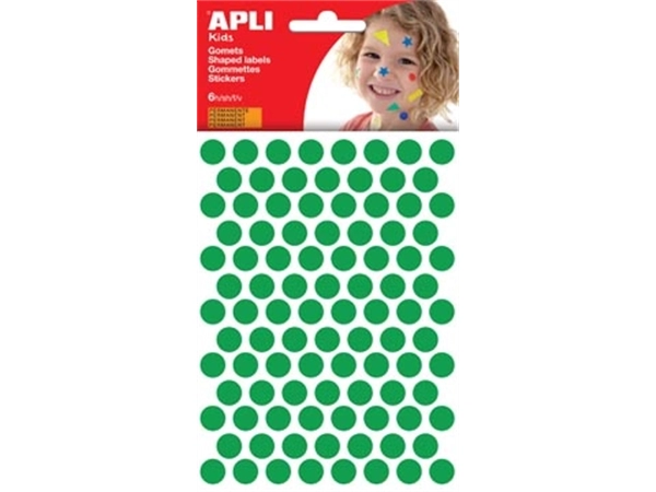 Een Apli Kids stickers, cirkel diameter 10,5 mm, blister met 528 stuks, groen koop je bij Muys Kantoor & Kado