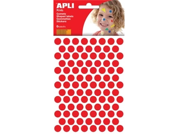 Een Apli Kids stickers, cirkel diameter 10,5 mm, blister met 528 stuks, rood koop je bij best4office