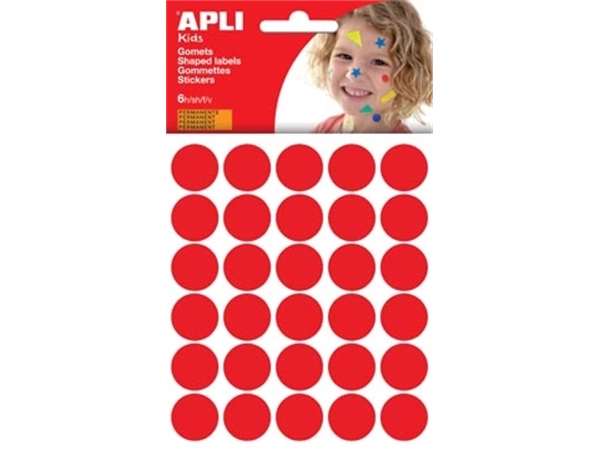 Een Apli Kids stickers, cirkel diameter 20 mm, blister met 180 stuks, rood koop je bij Muys Kantoor & Kado