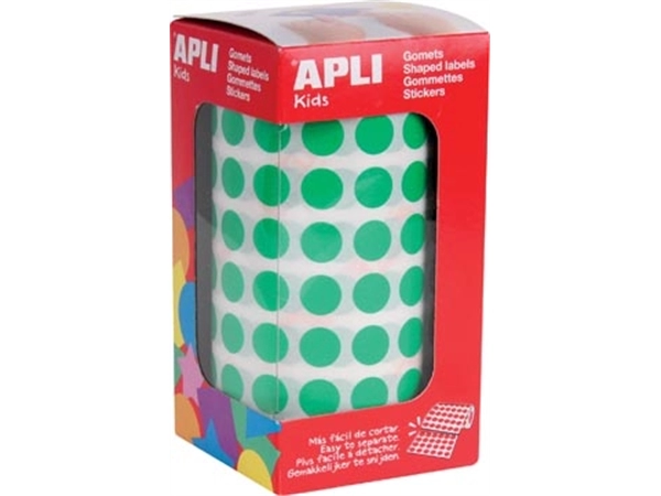 Een Apli Kids stickers op rol, cirkel diameter 10,5 mm, groen koop je bij best4office