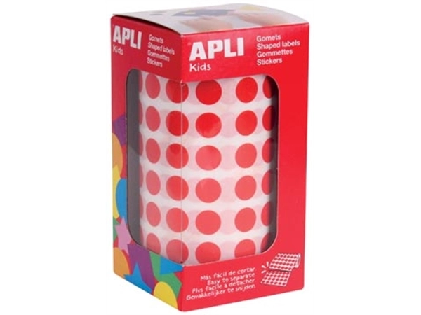 Een Apli Kids stickers op rol, cirkel diameter 10,5 mm, rood koop je bij best4office